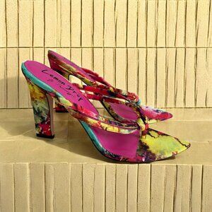 PRIVILEGED Lemon Drop Multicolor Maysville Thong Sandals Heels Size 10